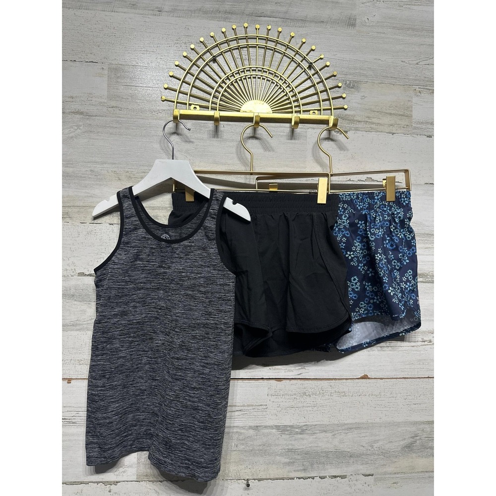 Activewear Set Girls 10-12 Multi-Color 3pc Tank Shorts Bundle EUC